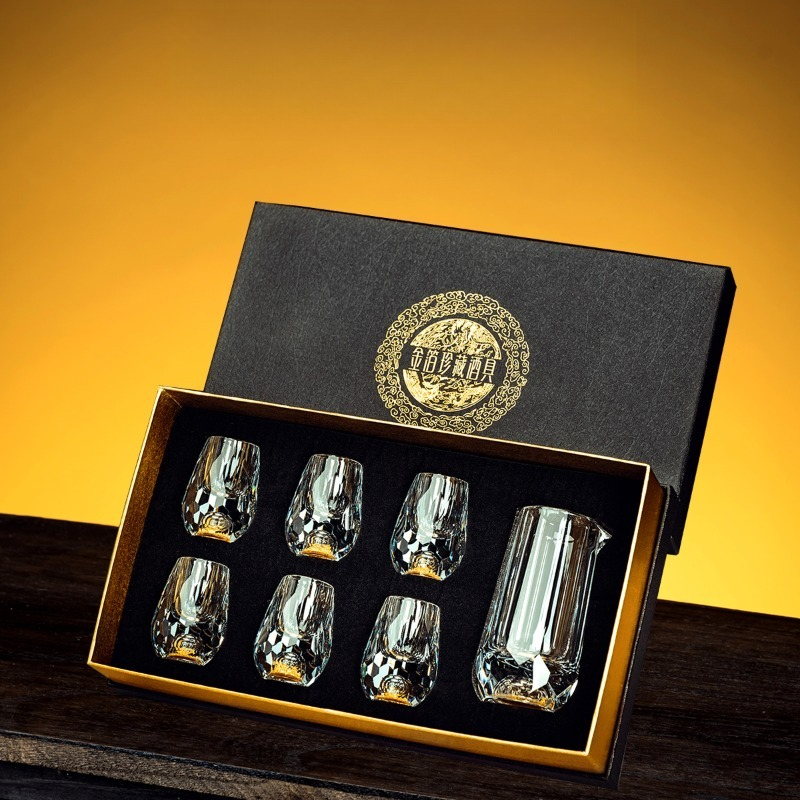 Wine Glass Set Crystal - Cristal diamante corte rosto baijiu copo