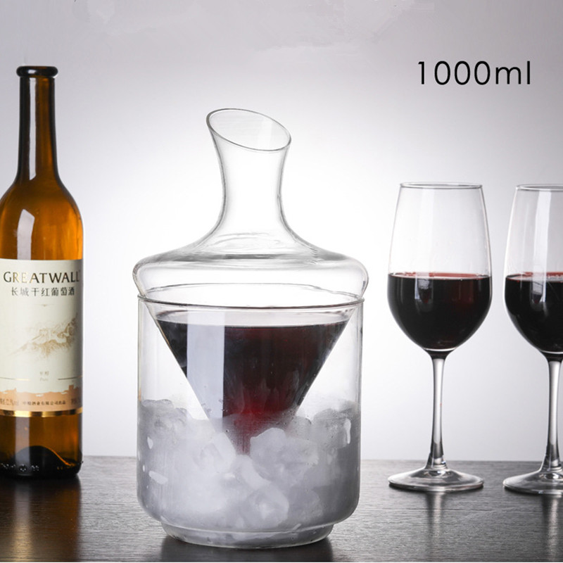 Wine Glass Set Crystal - Balde de gelo decantador boca oblíqua