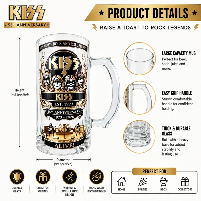 Caneca de Cerveja KISS 55º Ani - Beer Mug Handled avaliação e preço